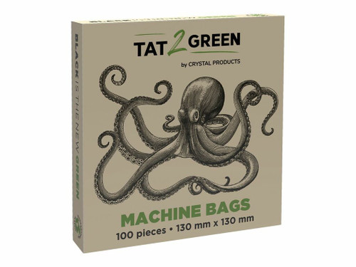 Tat2Green - Machine Bags - Black - 130 mm x 130 mm - Box of 100