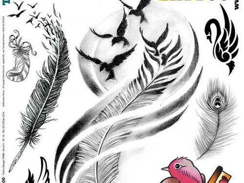 3ntini - Tattoo Flash Drawings - Piume & Uccelli