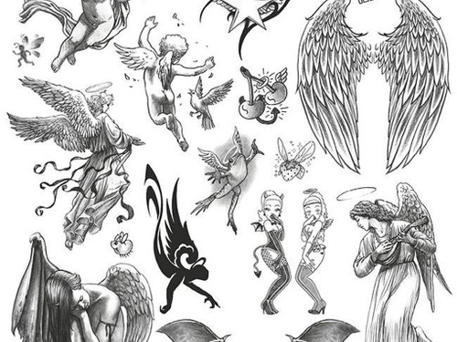 3ntini - Tattoo Flash Drawings - Ali & Angeli