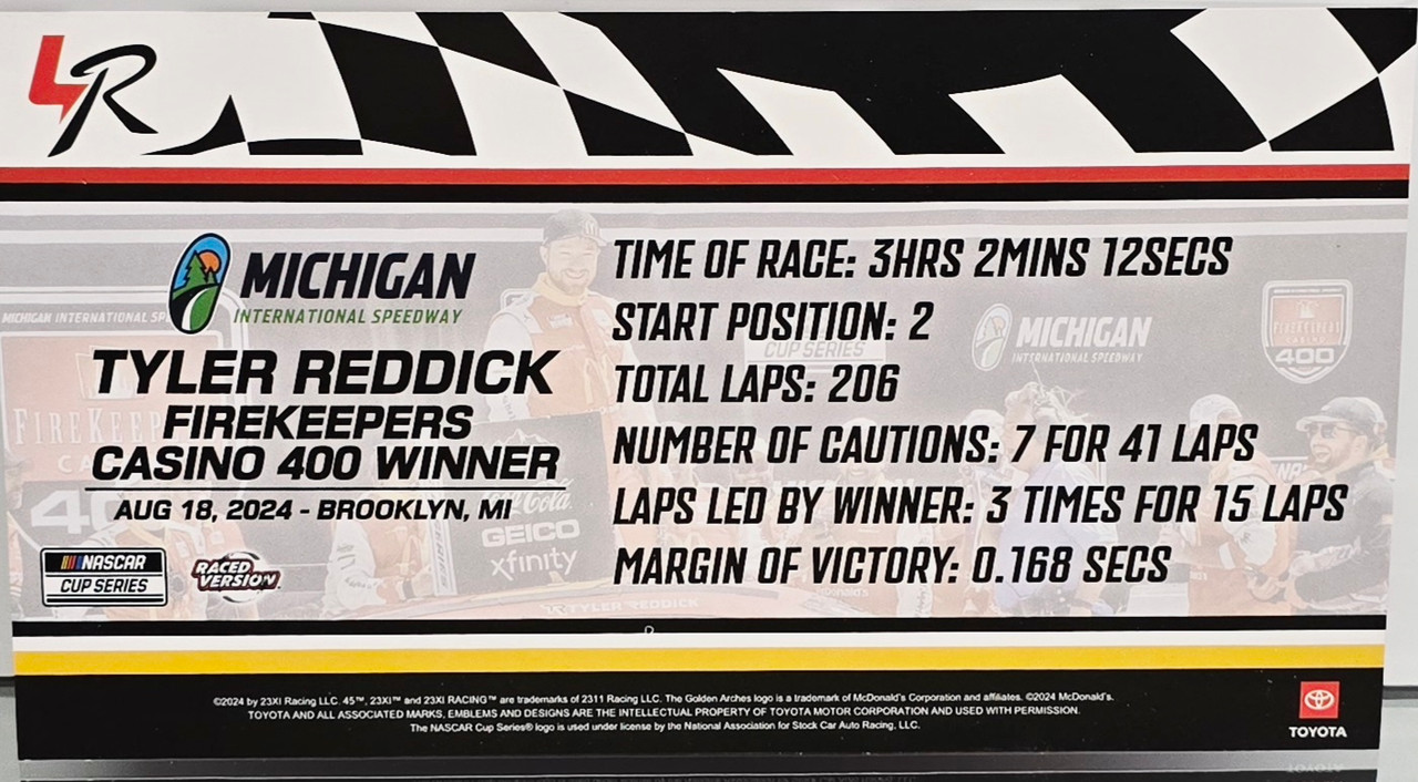 TYLER REDDICK 2024 MICHIGAN WIN RACED VERSION MCDONALDS 1/24 ELITE