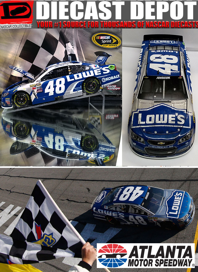 JIMMIE JOHNSON 2016 ATLANTA 76TH WIN RACED VERSION LOWES 1/24 ACTION