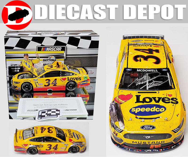 AUTOGRAPHED MICHAEL MCDOWELL 2021 DAYTONA 500 WIN LOVE'S RACED