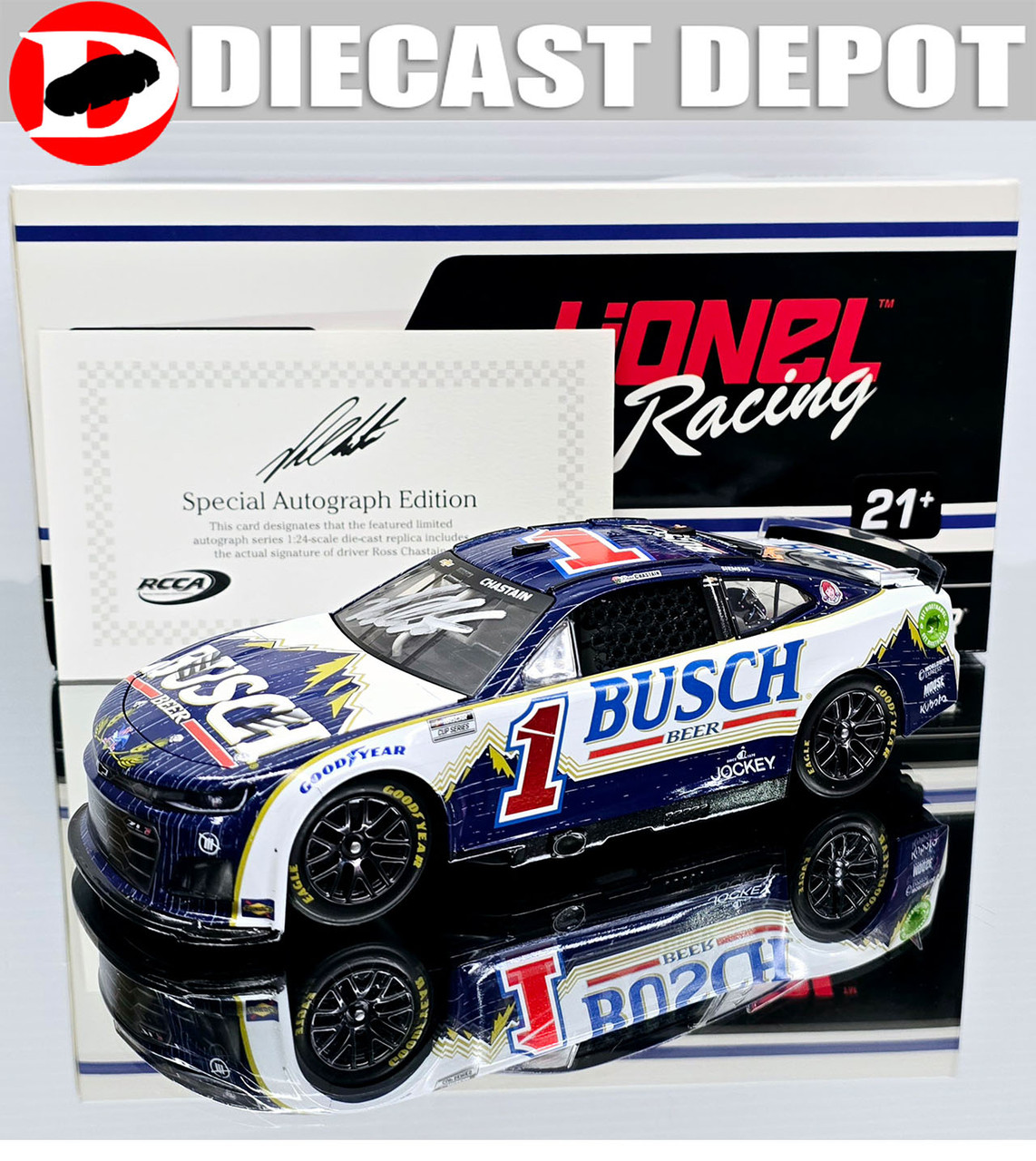 AUTOGRAPHED ROSS CHASTAIN 2024 DARLINGTON FALL BUSCH BEER RETRO 1
