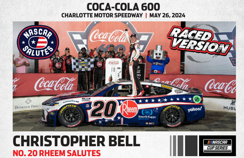 Christopher Bell 2024 Charlotte Coke 600 Win Versione Corsa Saluti 1/24