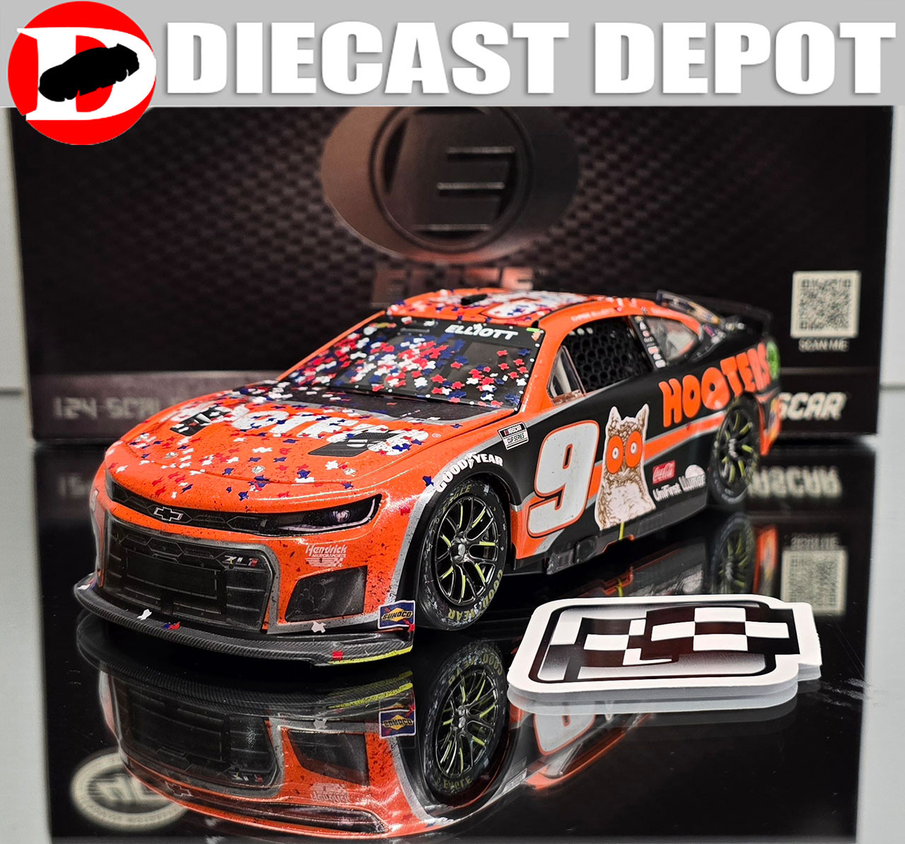 CHASE ELLIOTT 2024 TEXAS WIN RACED VERSION HOOTERS 1/24 ELITE DIECAST