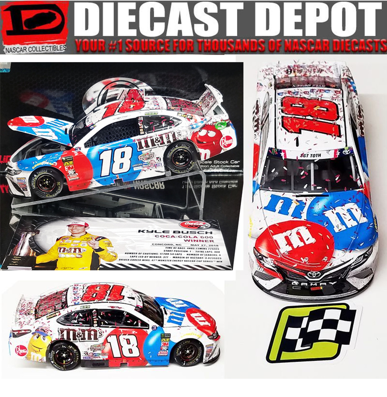 品質検査済 kyle-busch-2018-charlotte-win- ミニカー