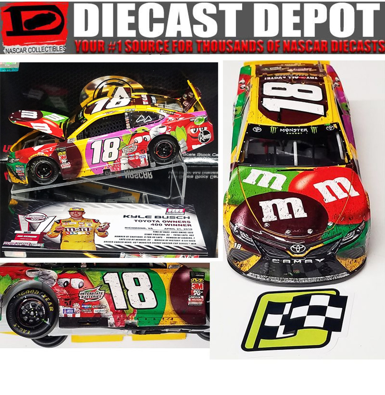 カーズ マテル NASCAR 18 Rowdy Busch Nascar Authentics #18 Kyle Busch Blue M&M's Sponsored