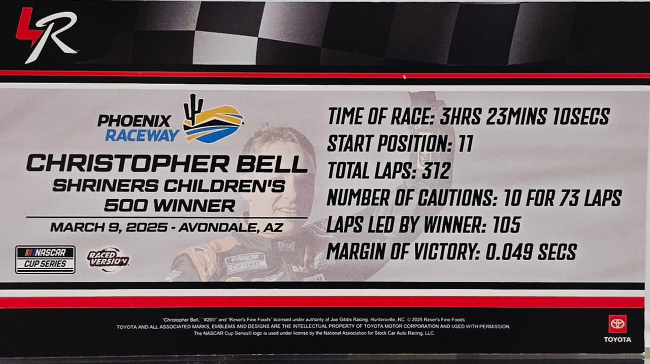 CHRISTOPHER BELL 2025 PHOENIX WIN RACED VERSION RESER'S 1/24 ARC