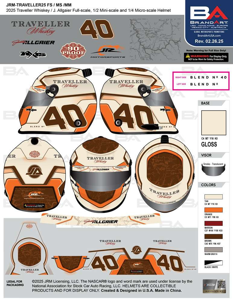 JUSTIN ALLGAIER 2025 TRAVELLER WHISKEY 1/4 SCALE MICRO REPLICA