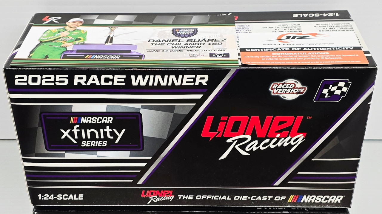 AUTOGRAPHED DANIEL SUAREZ 2025 MEXICO CITY XFINITY WIN RACED
