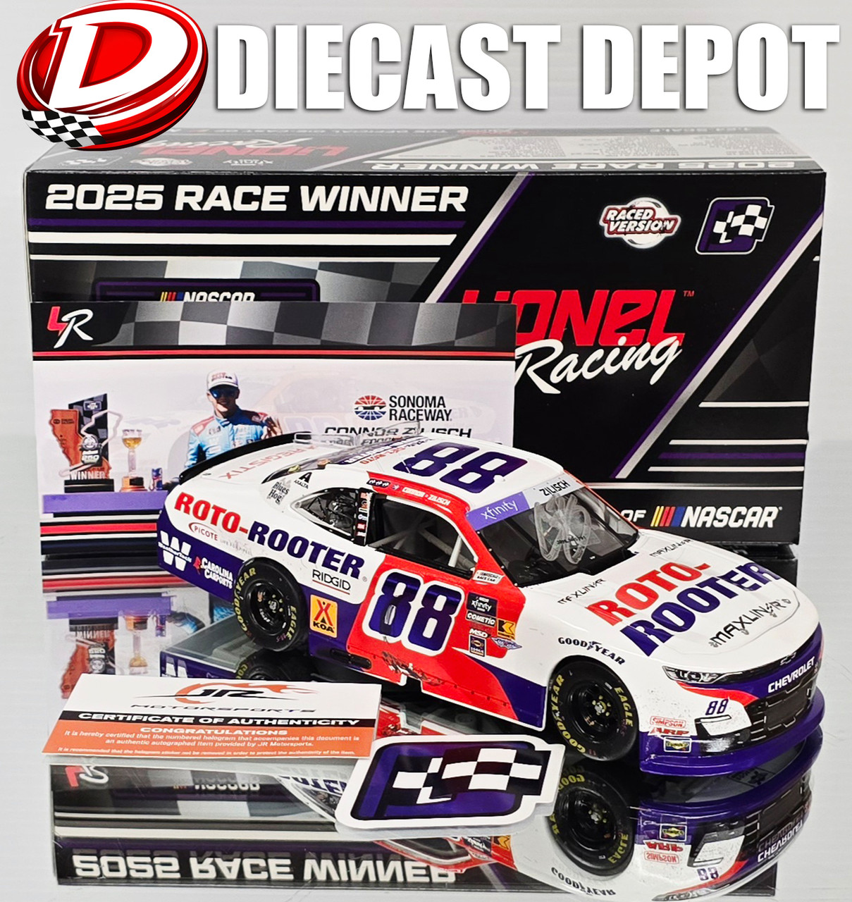 CONNOR ZILISCH 2025 SONOMA WIN RACED VERSION ROTO ROOTER 1/24 ARC