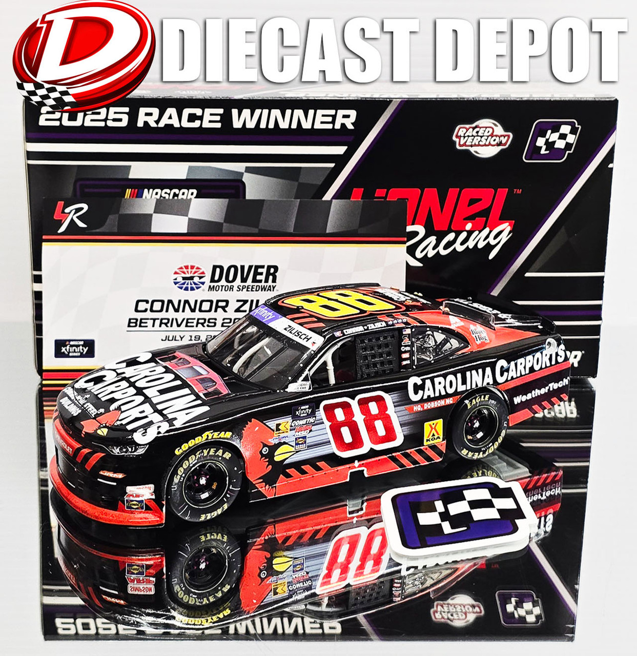CONNOR ZILISCH 2025 DOVER WIN RACED VERSION CAROLINA CARPORTS 1/24