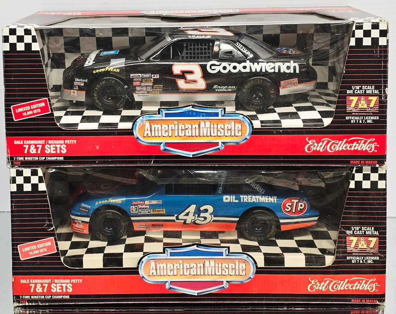 DALE SR & RICHARD PETTY 7&7 CHAMPIONS GOODWRENCH & STP 2-CAR SET 1