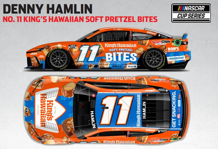 DENNY HAMLIN 2025 KING'S HAWAIIAN SOFT PRETZEL BITES *COLOR CHROME