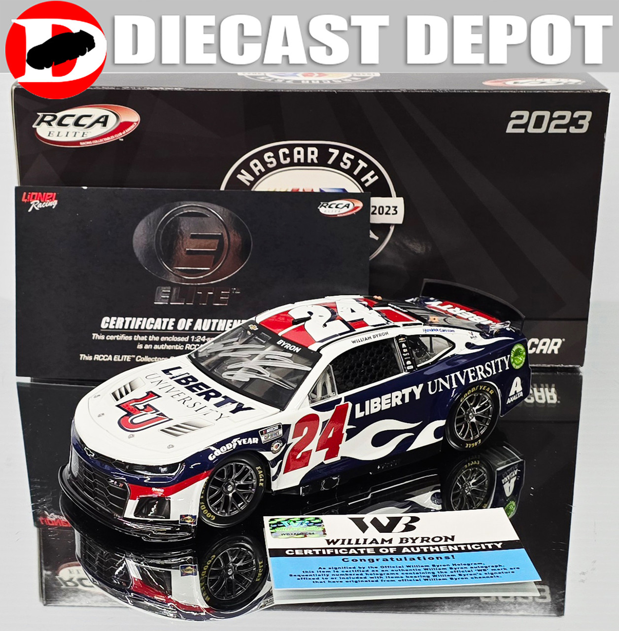AUTOGRAPHED WILLIAM BYRON 2023 LIBERTY UNIVERSITY #24 CAMARO 1/24