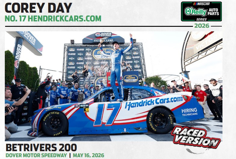 ● Curnow / When Time Will Be No More COREY DAY 2026 DOVER WIN HENDRICKCARS.COM RACED VERSION 1/24 ARC