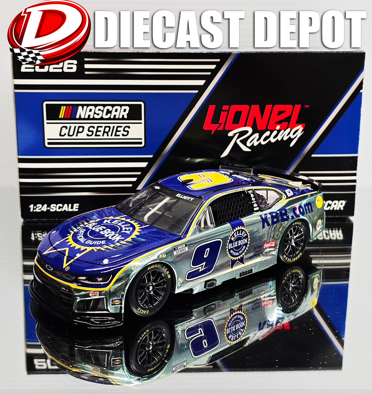 CHASE ELLIOTT 2026 KELLEY BLUE BOOK *COLOR CHROME* 1/24 ARC DIECAST