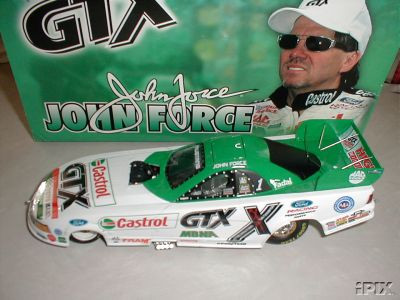 JOHN FORCE 2001 CASTROL FUNNY CAR IN TIN 1/64 ACTION DIECAST