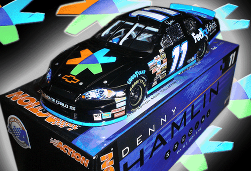 SERIAL #11 DENNY HAMLIN 2006 FEDEX KINKOS 1/24 SCALE CLEAR WINDOW BANK BY ACTION PERFORMANCE