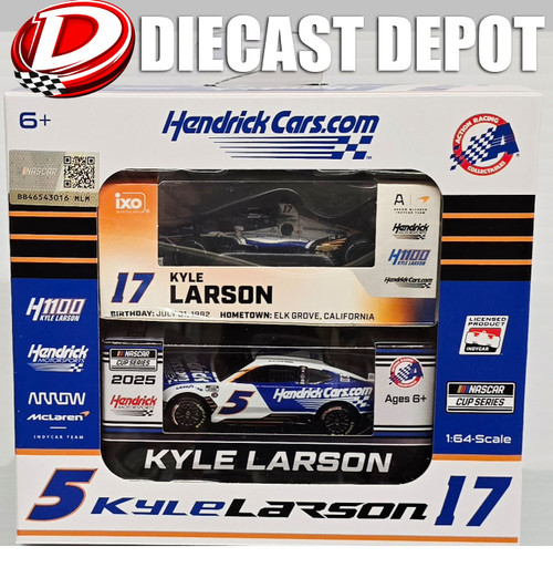 KYLE LARSON 2025 H1100 2-CAR SET CUP AND INDY CARS HENDRICKCARS.COM 1/64 DIECASTS