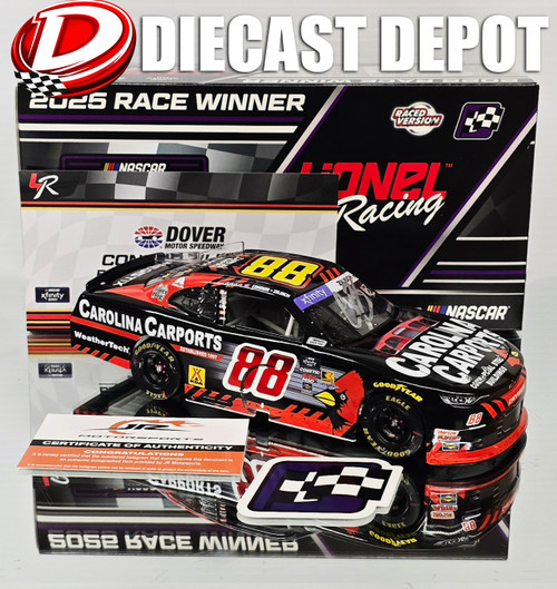 AUTOGRAPHED CONNOR ZILISCH 2025 DOVER WIN RACED VERSION CAROLINA CARPORTS 1/24 ARC DIECAST