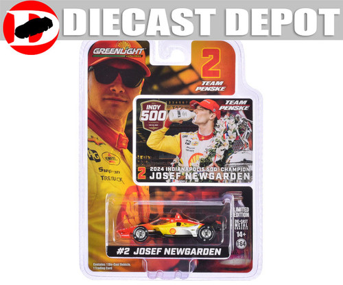 JOSEF NEWGARDEN 2024 TEAM PENSKE #2 SHELL OIL INDIANAPOLIS 500 CHAMPION INDY CAR 1/64 GREENLIGHT DIECAST