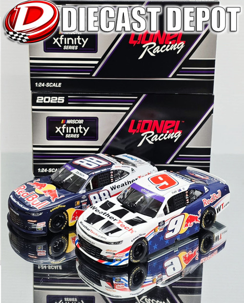 SVG & CONNOR ZILISCH 2025 WEATHERTECH/ RED BULL COMBO 1/24 ACTION DIECASTS