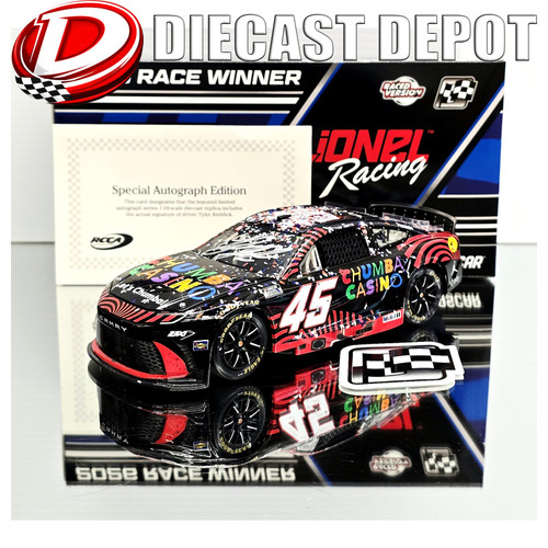 AUTOGRAPHED TYLER REDDICK 2026 DAYTONA 500 WIN CHUMBA CASINO RACED VERSION 1/24 ARC DIECAST