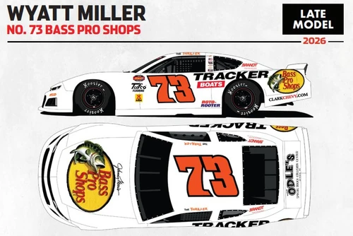 WYATT MILLER (DALE JR'S NEPHEW) 2026 BASS PRO SHOPS LATE MODEL 1/64 ARC DIECAST (ADVANCED ORDER)