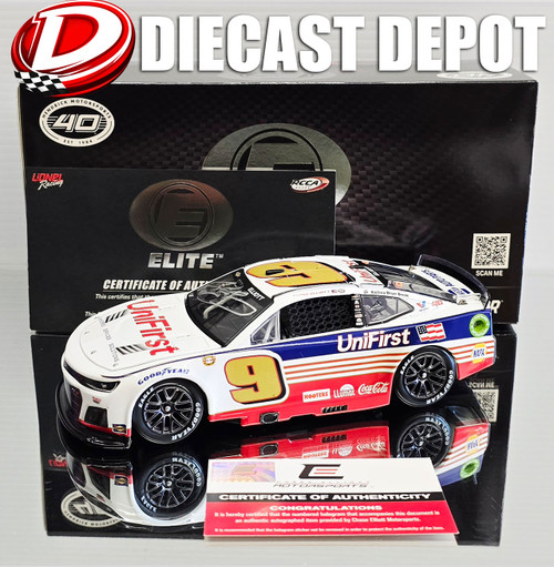 AUTOGRAPHED CHASE ELLIOTT 2024 DARLINGTON NATIONAL GUARD RETRO (DALE JR THROWBACK) 1/24 ELITE DIECAST