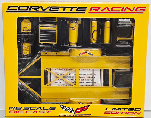 YELLOW CORVETTE RACING TRANSPORTER & SHOP SET LIMITED EDITION 1/18 GMP DIECAST  (NEW MINT CONDITION)