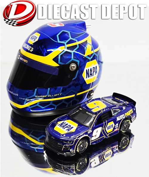 CHASE ELLIOTT 2025 NAPA COMBO- 1/64 DIECAST &  1/4 SCALE MICRO REPLICA HELMET