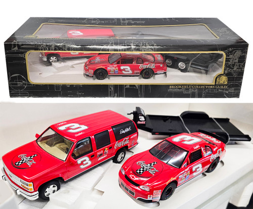 DALE EARNHARDT SR 1998 COCA-COLA 3 PIECE CAR, SUBURBAN, & TRAILER SET 1/24 BROOKFIELD DIECAST SET