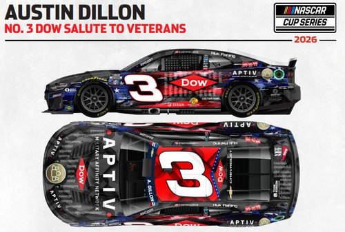 AUSTIN DILLON 2026 DOW SALUTE TO VETERANS 1/24 ELITE DIECAST (ADVANCED ORDER)