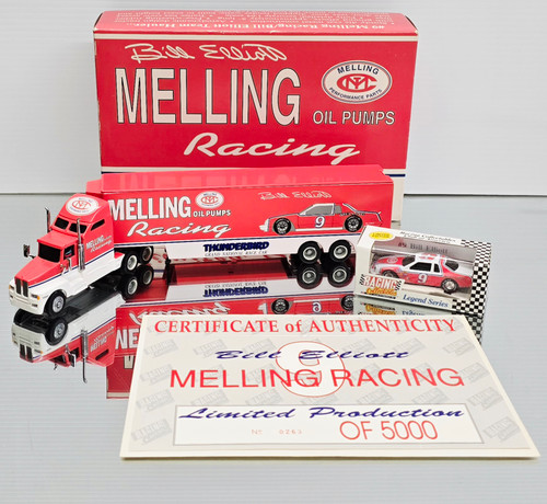 BILL ELLIOTT 1983 MELLING RACING HAULER & CAR 1/64 TRANSPORTER RCCA DIECAST