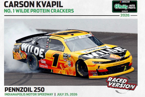 CARSON KVAPIL 2026 BRICKYARD WIN WILDE PROTEIN CRACKERS NOAPS RACED VERSION *COLOR CHROME* 1/24 ACTION DIECAST (ADVANCED ORDER)