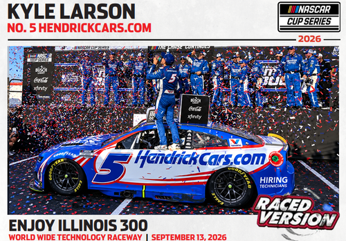 KYLE LARSON 2026 GATEWAY WWT RACEWAY WIN HENDRICKCARS.COM RACED VERSION 1/64 ARC DIECAST (ADVANCED ORDER)