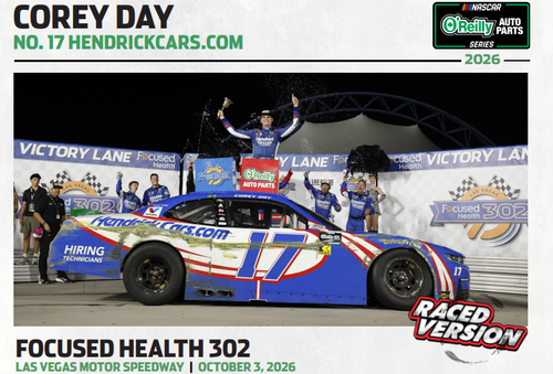 COREY DAY 2026 LAS VEGAS WIN HENDRICKCARS.COM RACED VERSION 1/24 ARC DIECAST (ADVANCED ORDER)