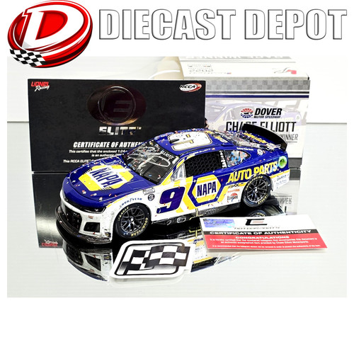 AUTOGRAPHED CHASE ELLIOTT 2022 DOVER WIN RACED VERSION #9 NEXT GEN CAMARO 1/24 ELITE SERIES