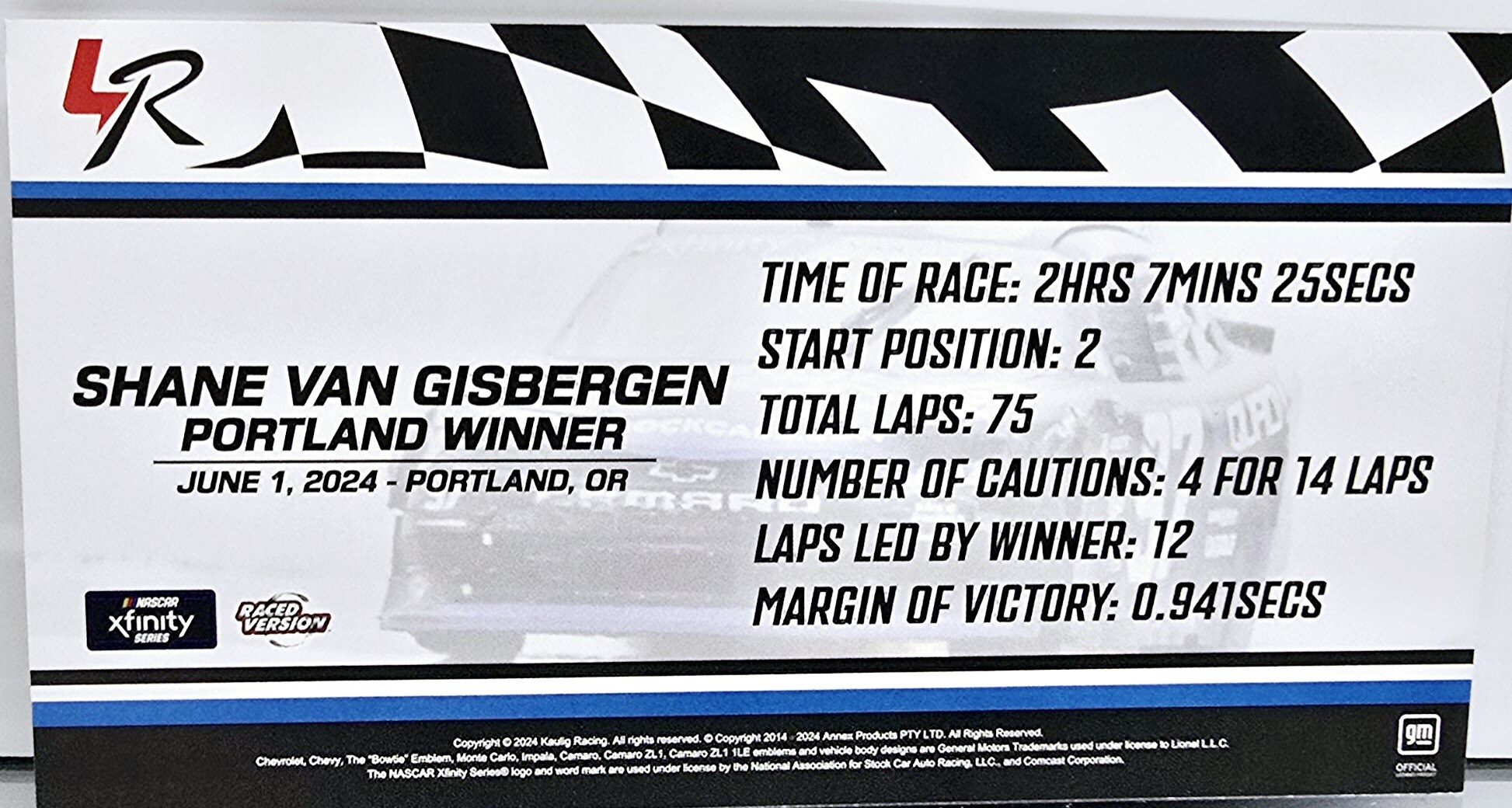 SHANE VAN GISBERGEN 2024 PORTLAND WIN QUAD LOCK RACED