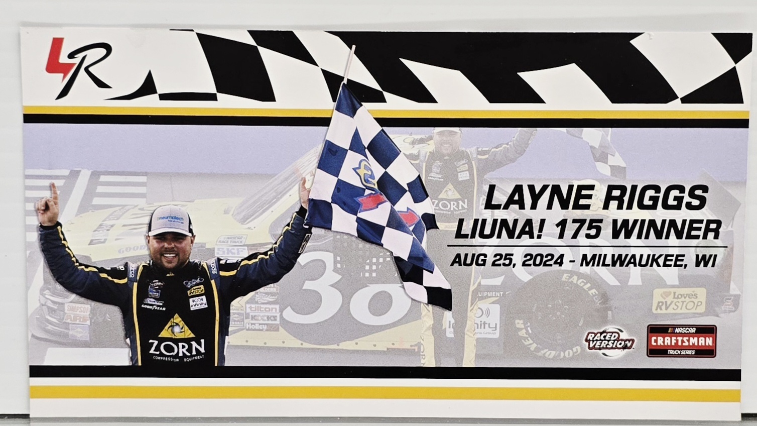 LAYNE RIGGS 2024 MILWAUKEE WIN RACED VERSION ZORN TRUCK 1/24