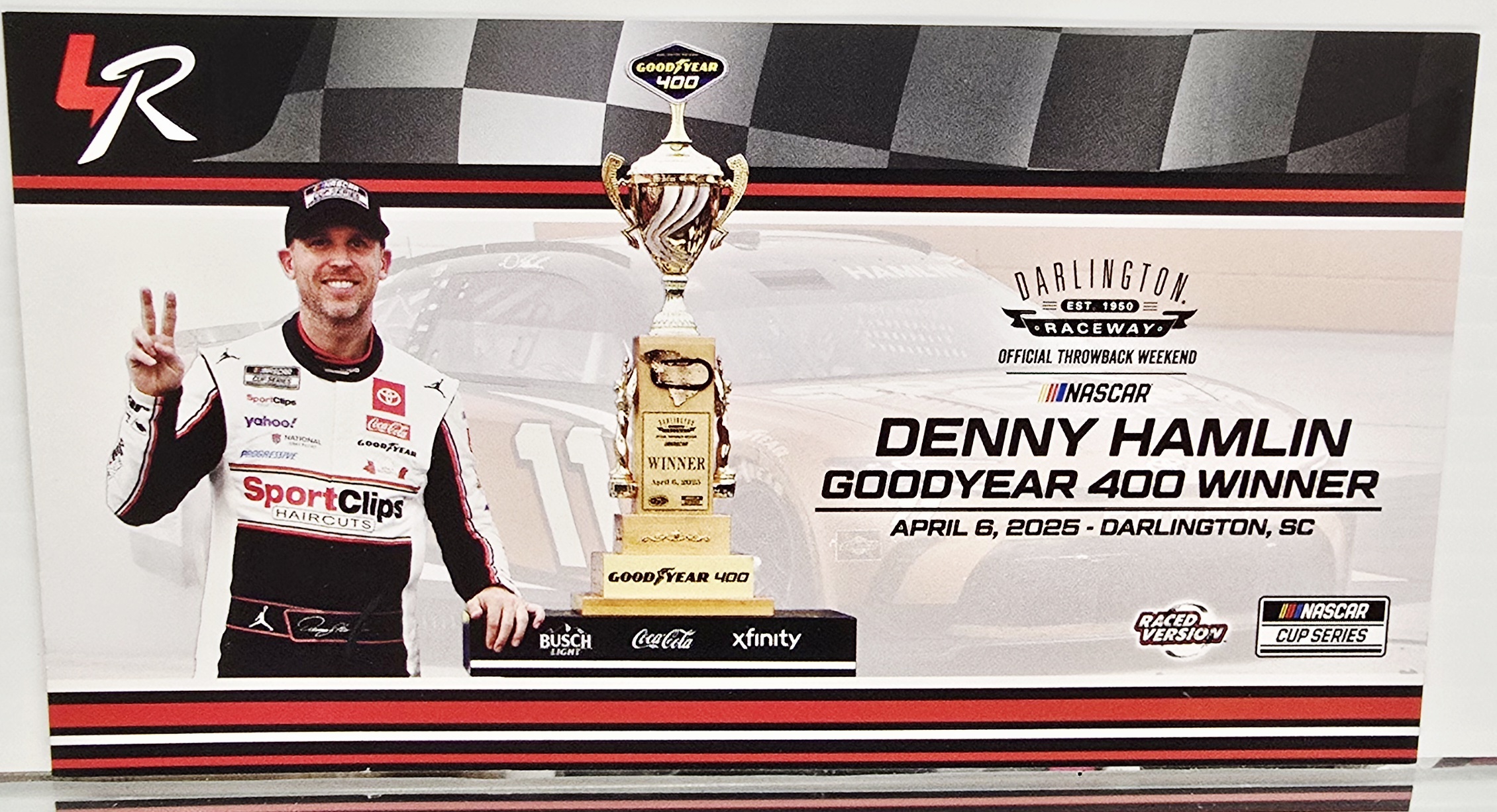 DENNY HAMLIN 2025 DARLINGTON WIN RACED VERSION RETRO SPORTS CLIPS