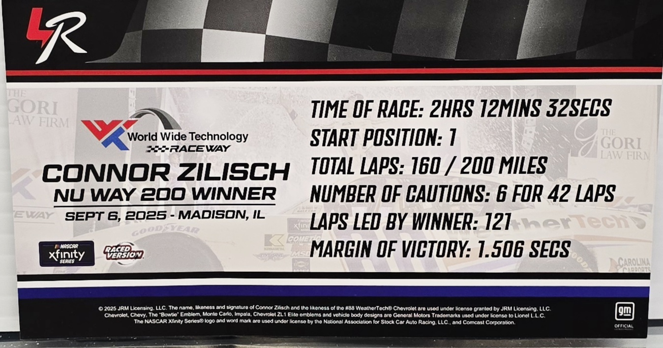 CONNOR ZILISCH 2025 GATEWAY WIN RACED VERSION WEATHERTECH 1/24 ARC
