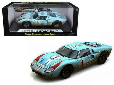 RACED VERSION 1966 #1 FORD GT 40 MKII LE MANS GULF BLUE 1/18 ACME