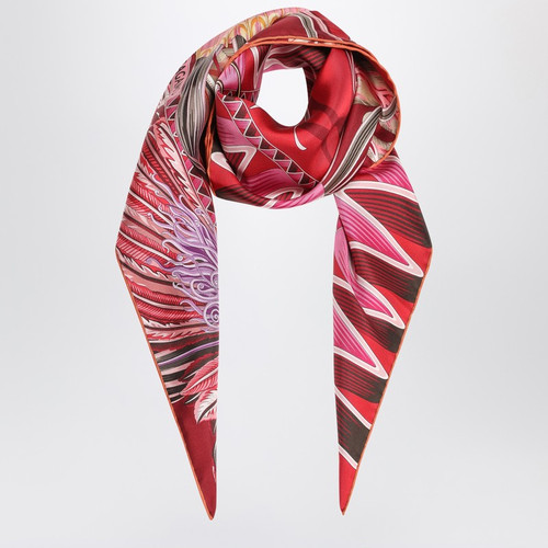 Ferragamo Red/Bordeaux silk scarf with Giada print LP-0785342SI/R_FERRA-RB_100