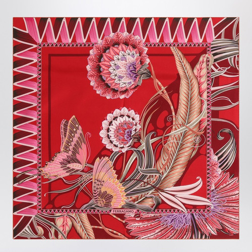 Ferragamo Red/Bordeaux silk scarf with Giada print LP-0785342SI/R_FERRA-RB_100