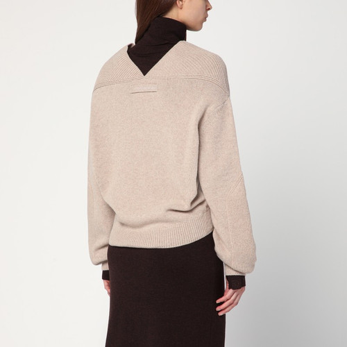 Victoria Beckham Sand-coloured sweater in wool and cashmere LP-1325KJU006421AWO/R_VIBEC-SA_323