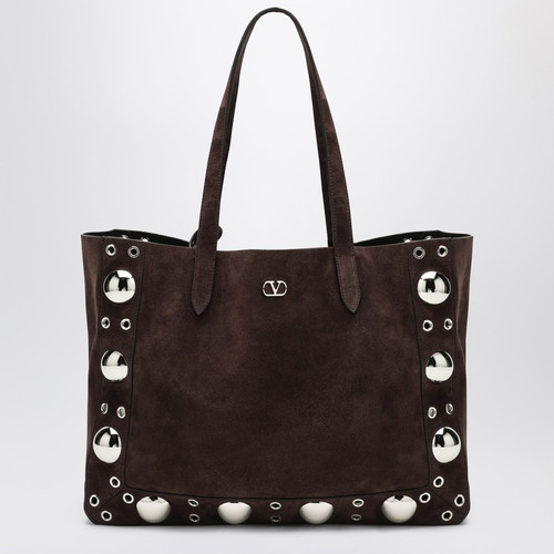 Valentino Garavani Medium Nellcôte Tote in Dark Brown Suede LP-7W2B0R79JET/R_VALE-0TO_100
