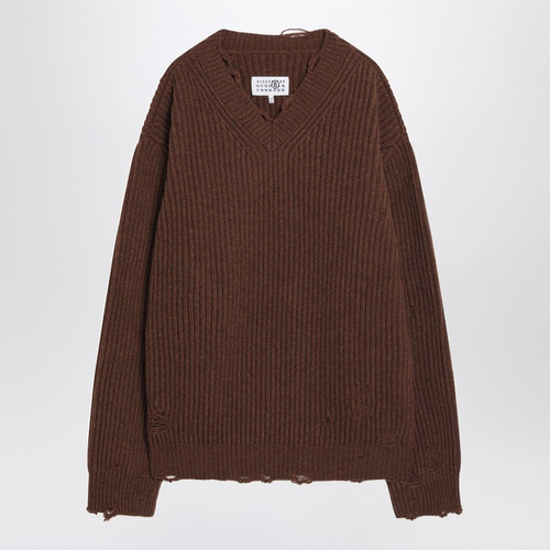 MM6 Maison Margiela Distressed brown wool-blend sweater LP-SH0HN0003M13138/R_MM6-142M_323