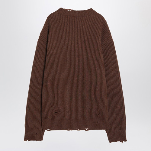 MM6 Maison Margiela Distressed brown wool-blend sweater LP-SH0HN0003M13138/R_MM6-142M_323